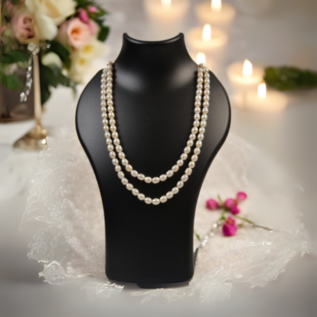 <div style="font-family: 'Georgia', serif; color: #333; line-height: 1;">   <h2 style="color: #b88e56; font-size: 0.8em; letter-spacing: 2px;  margin-bottom: 15px;">Double-Stranded White Pearl Necklace</h2></div>